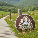 Bouclier anglo-saxon avec motif serpent et runes, 61 cm