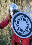 Bouclier rond Viking, bois avec raccords en acier