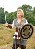 Bouclier rond Viking, bois avec raccords en acier